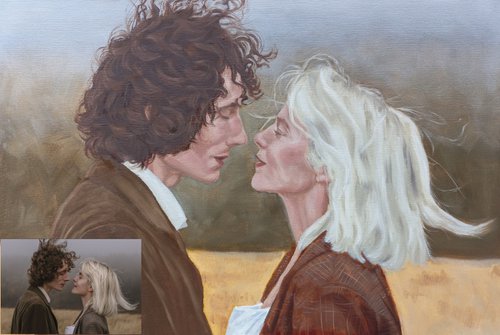 Custom oil portrait, painting of a couple. 60x90 cm. Original gift by Tatiana Myreeva