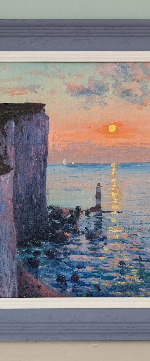 Beachy Head Lighthouse E. Sussex by Roberto Ponte