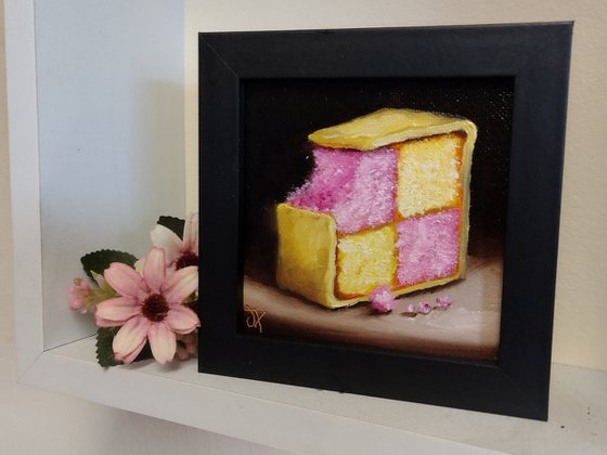 Little Battenberg slice still life