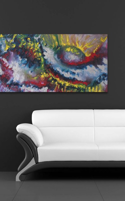 Antique - 120x40 cm,  Original abstract painting, oil on canvas by Davide De Palma