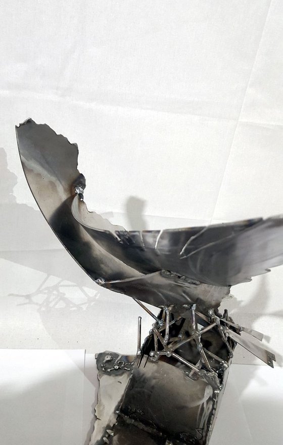 Frame from an ethernal flight 1 unique iron welding sculpture KLOSKA  O. brutalism deconstructivism