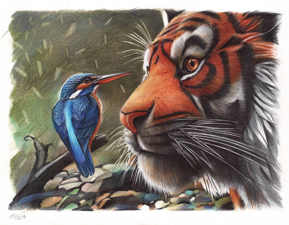 Photorealistic Animal Drawing By Daria Maier, 12 X 9, Courage And Strength, Original Artwork