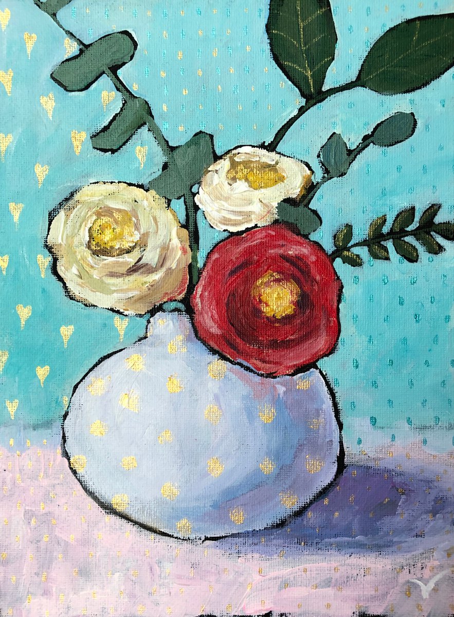 Ranunculuses in vase by Olga Kholodova