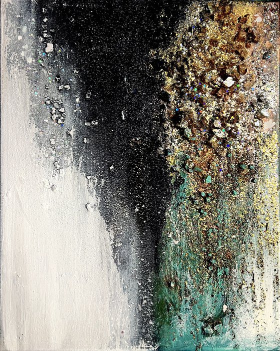 Cascade de l'amour glitter and glass textured painting