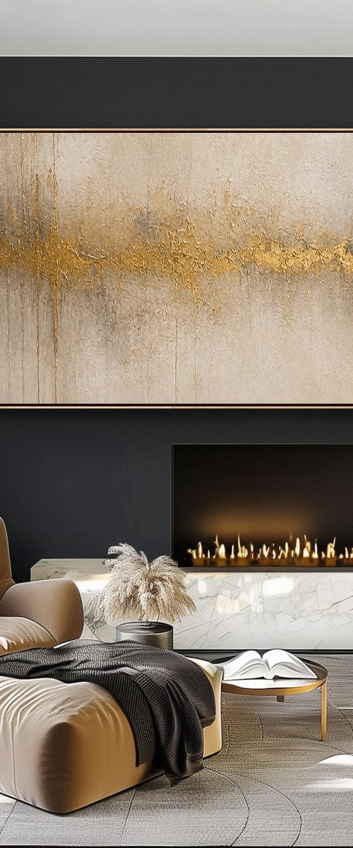 Abstract Gold Horizon in Beige Twilight by Indie Ru