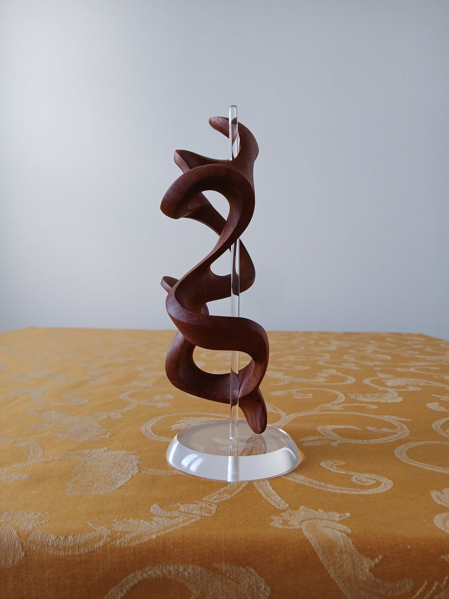 Abstract Wood Sculpture By Massimiliano Capraro, 3 X 8", Satyam, Original Artwork