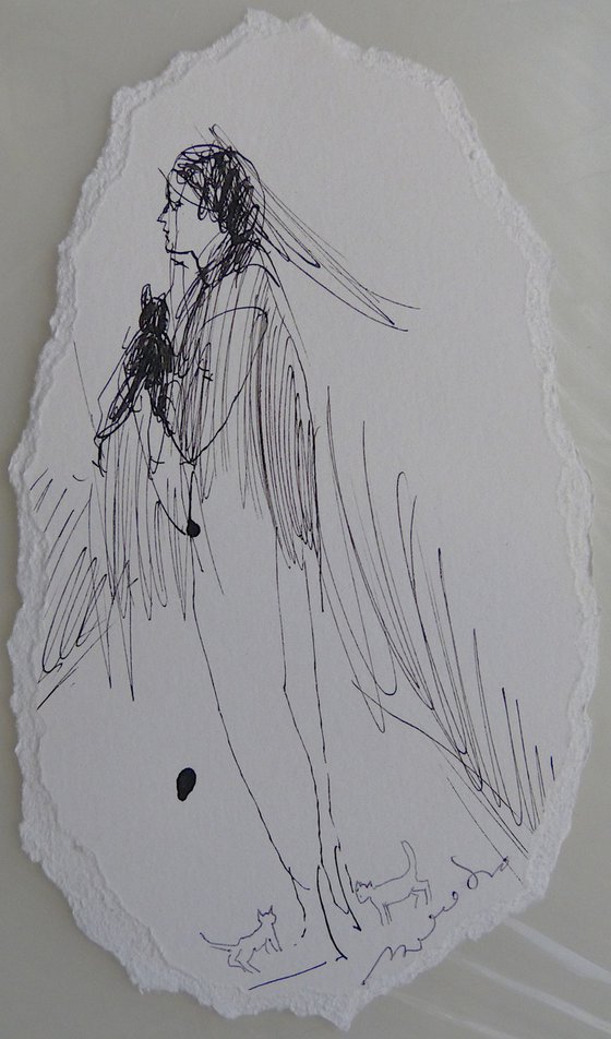 The girl with three cats