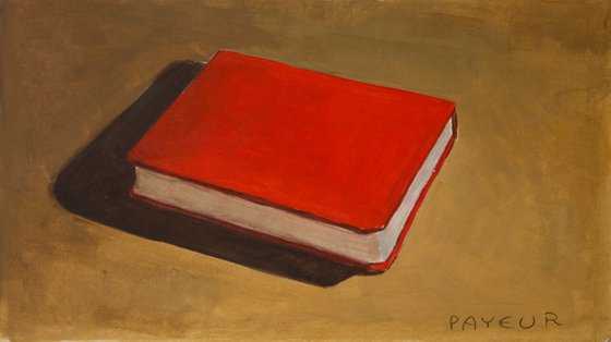 modern still life of a red book