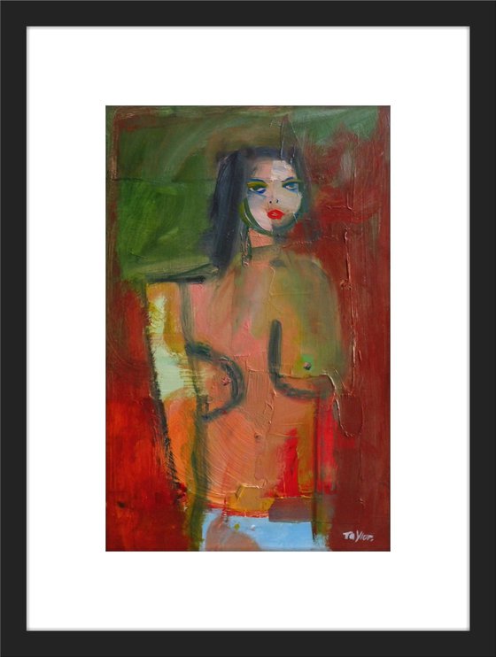 NUDE ABSTRACT PRETTY FEMALE RED LIPS.