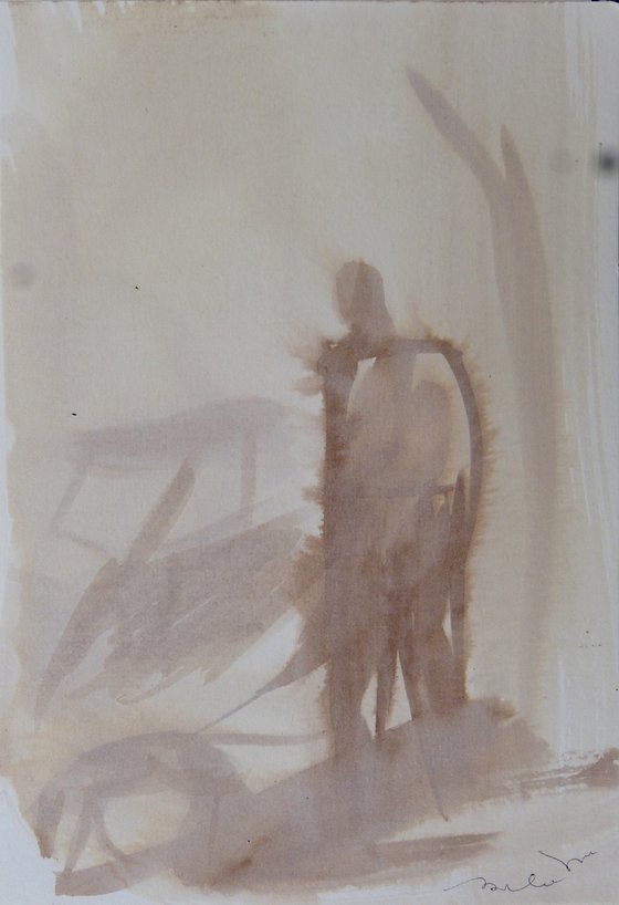 The Dog Walker 7, ink on paper 15x21 cm