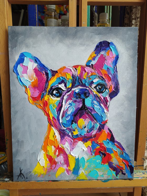 French Bulldog - dog, animals, oil painting, French Bulldog oil painting, pet, pet oil painting, gift, animals art, bulldog