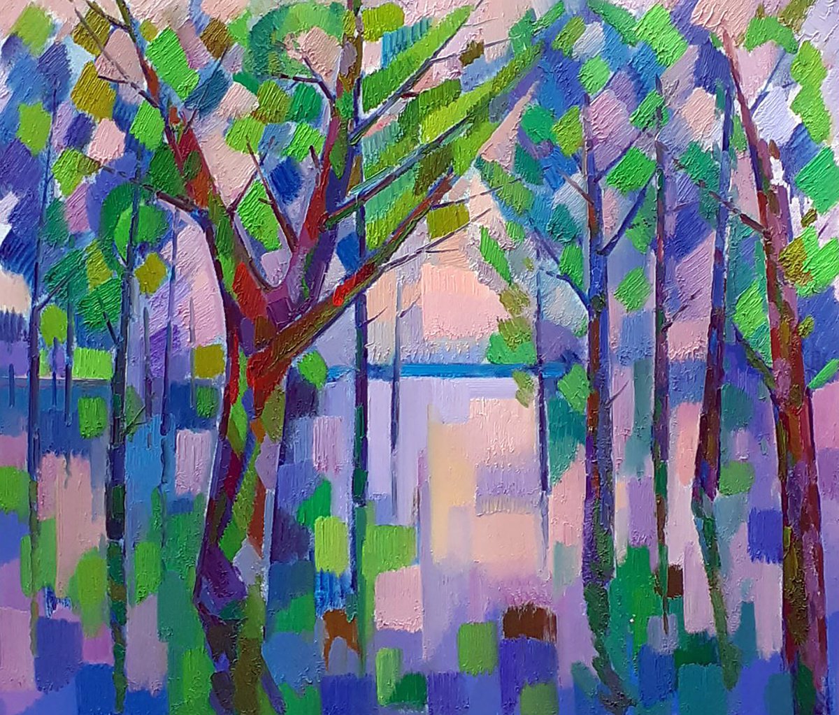 Abstract Oil Painting By Peter Tovpev, 31 X 30", Flood, Original Artwork