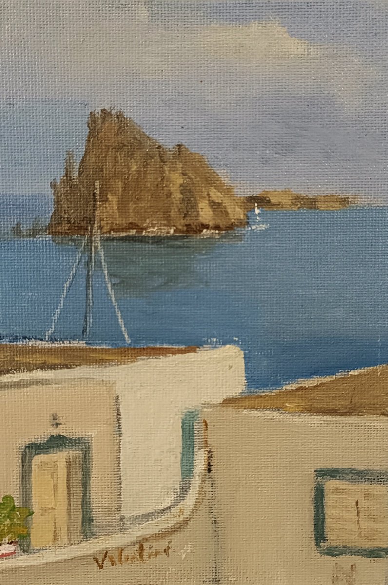 view of Datillo with roof tops, Panarea (ME) by alberto valentini