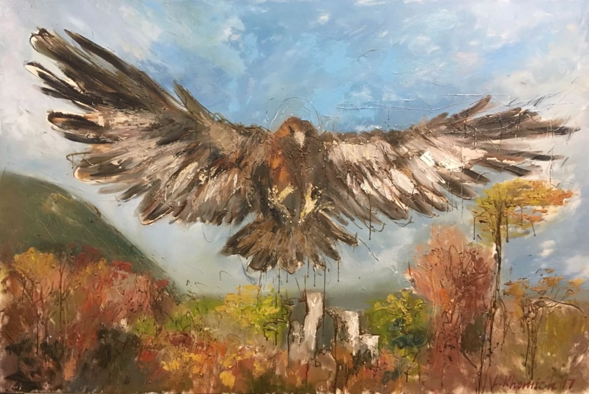 Eagle painting 120x80cm. Sale!! Large Wall Decor by Leo Khomich