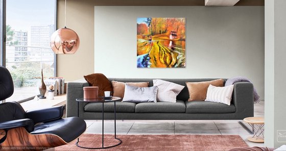 Golden time. Large abstract Oil Painting