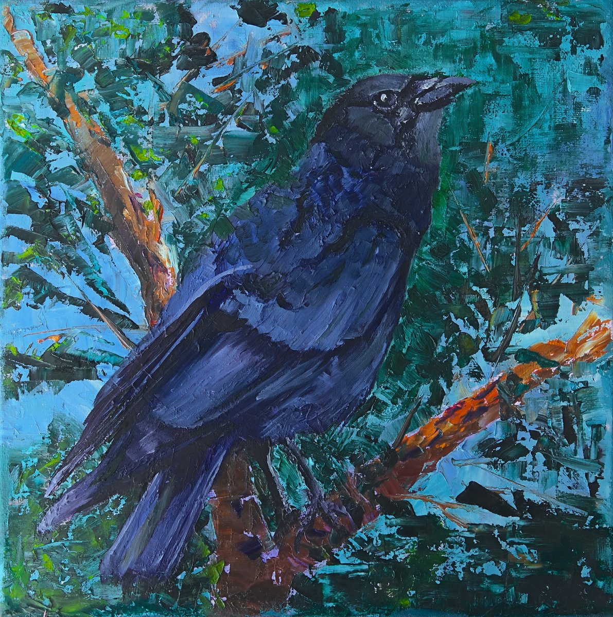 Raven in Tree by Marion Derrett