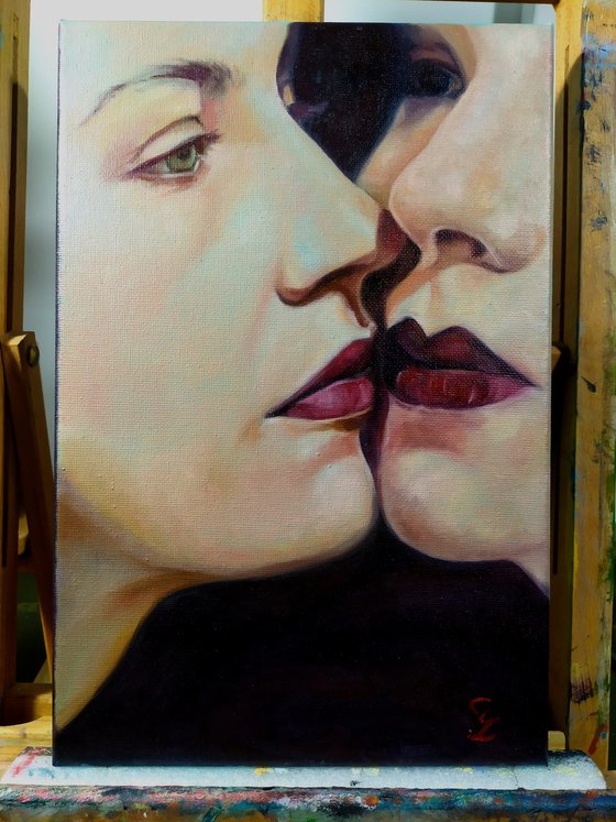 Portrait of a woman "The kiss"