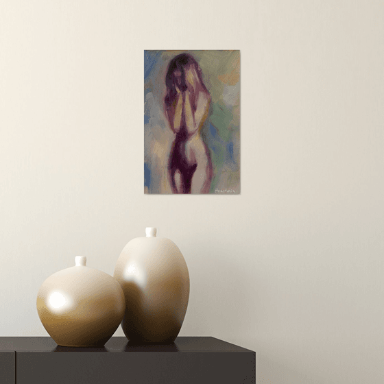 Impressionistic naked woman figure