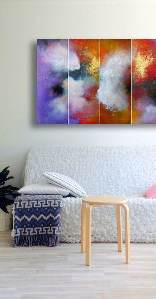 Abstract Painting straight from the artist's studio! / Artist Alex Senchenko © / Ready to hang / 5 in 1 / Romantic day by Alex Senchenko