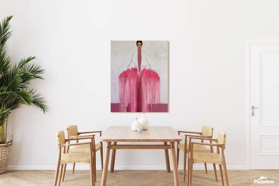 Girl with Flowers III (Pink & White)