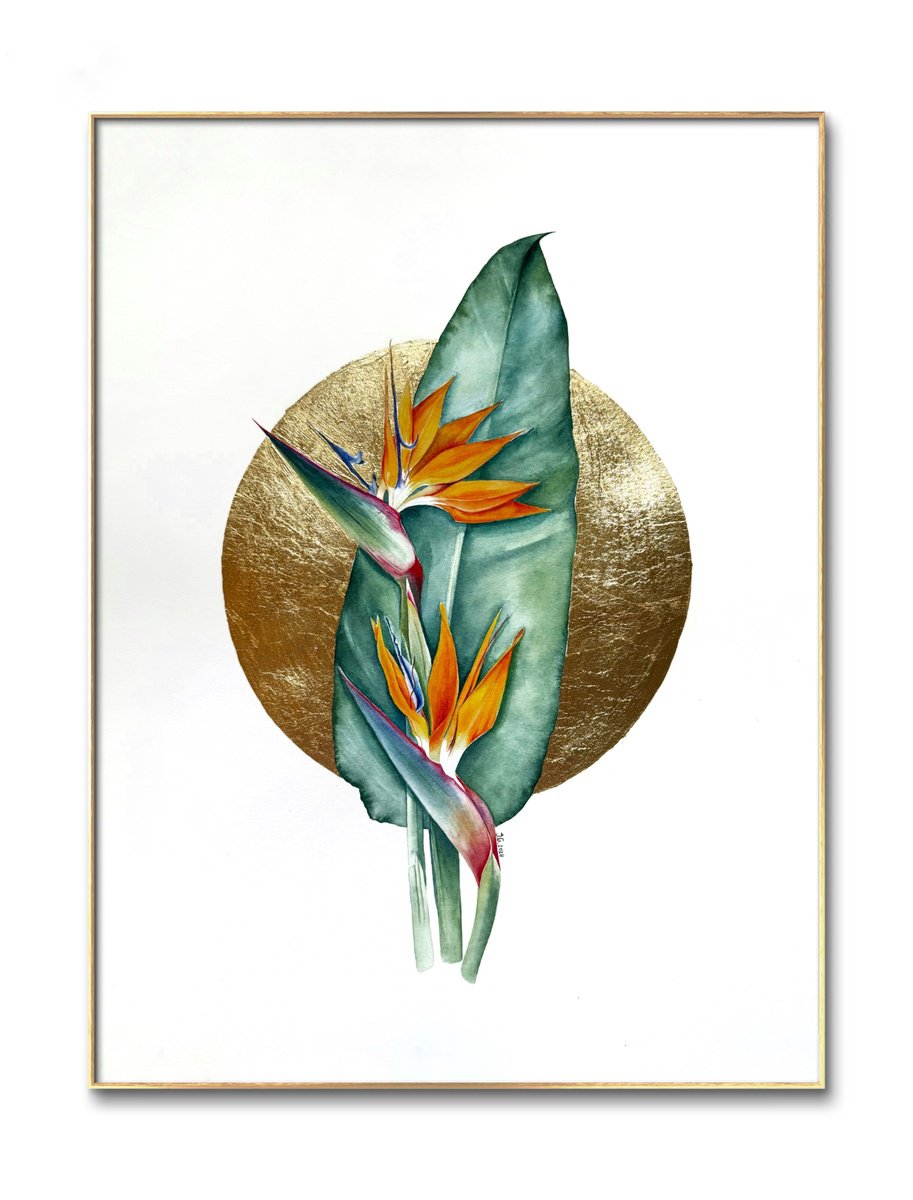 Illustrative Botanical Watercolour By Julia Gorislavska, 15 X 19", Sunrise, Original Artwork