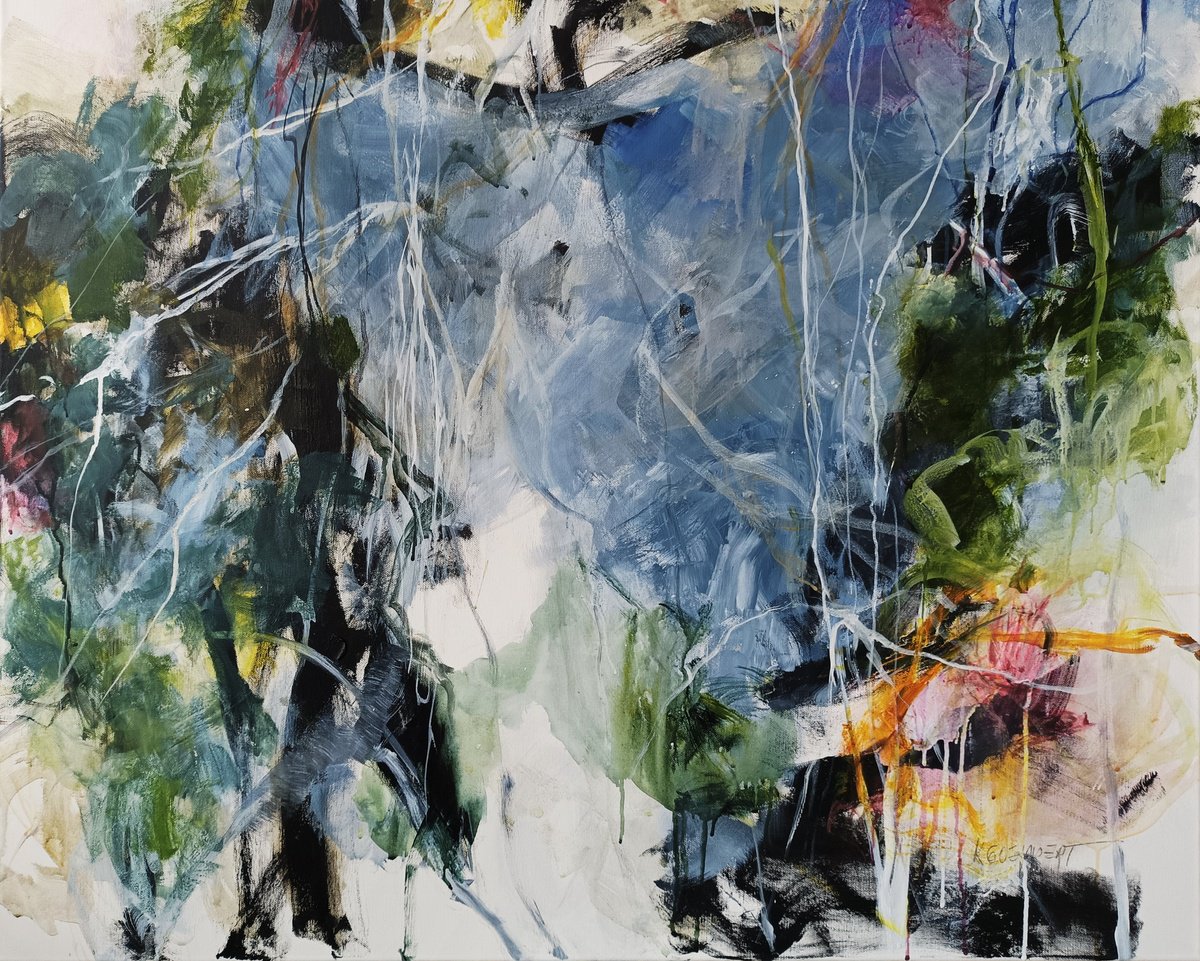 Organic Abstract Acrylic Painting By Karin Goeppert, 39 X 31", I