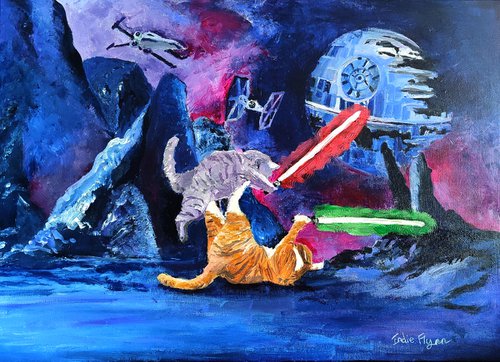 light saber cats the force is with them no 2 by Indie Flynn-Mylchreest of MeriLine Art