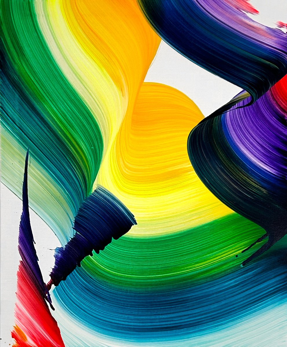 Organic Abstract Acrylic Painting By Nikolaos Schizas, 31 X 39", Monument, Original Artwork