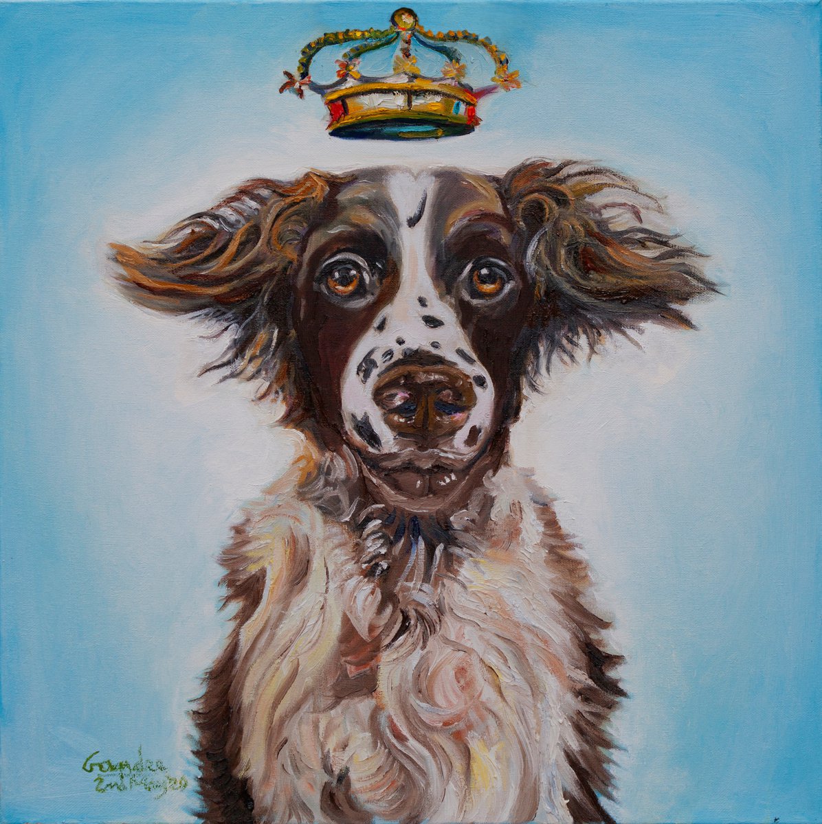 Photorealistic Animal Oil Painting By Gandee Vasan, 24 X 24, Queen Mariana, Original Artwork