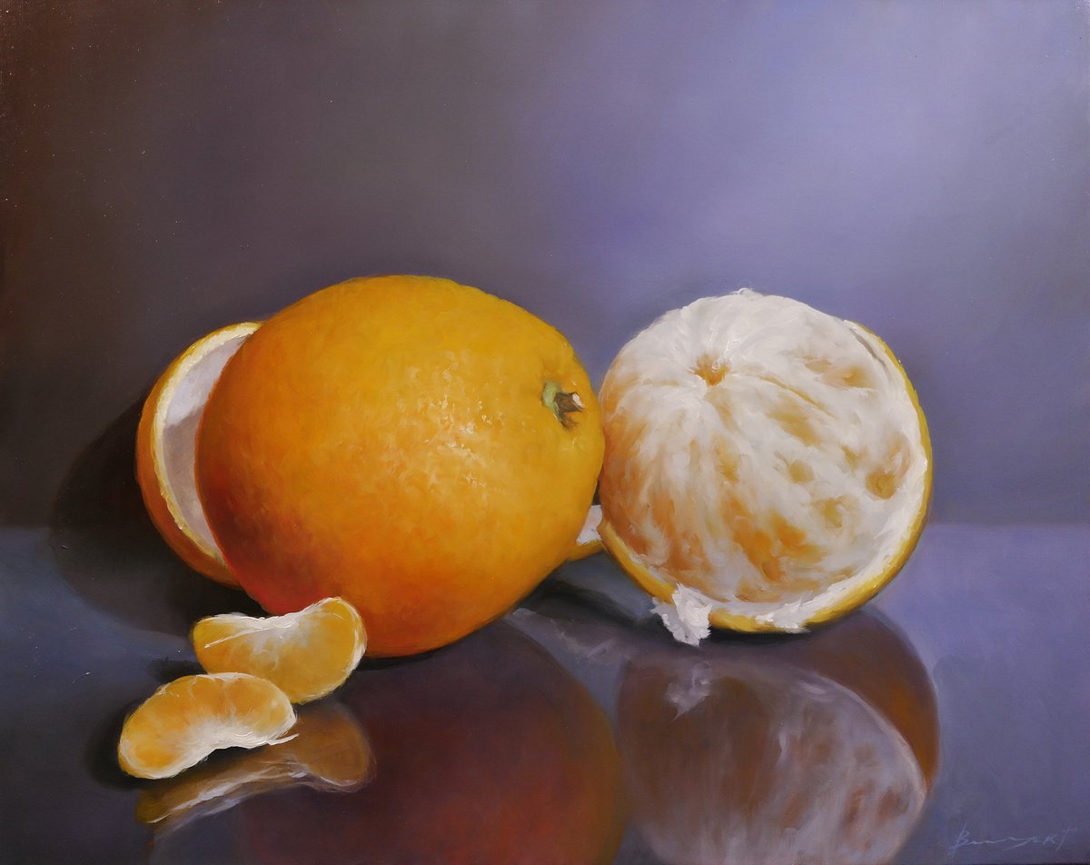 Still life with oranges by Gennady Vylusk