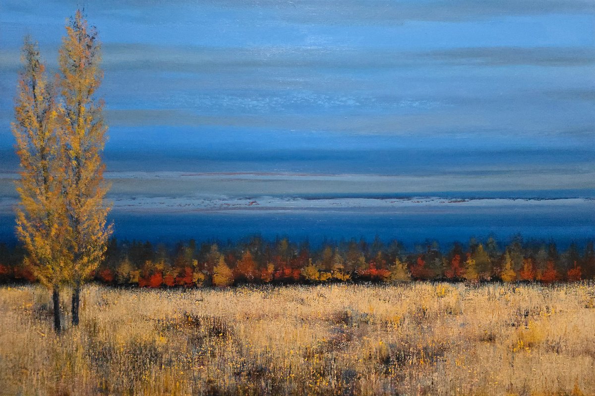 Impressionistic Landscape Oil Painting By Faith Patterson, 36 X 24, Autumn Weekend, Original Artwork