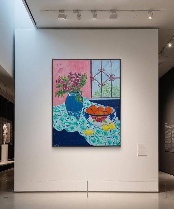 Still Life with Oranges and Window View