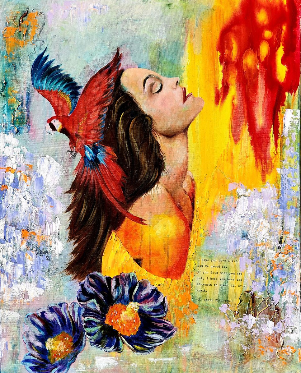 Impressionistic Portrait Oil Painting By Niyati Jiwani, 24 X 30", Feeling Bliss, Original Artwork