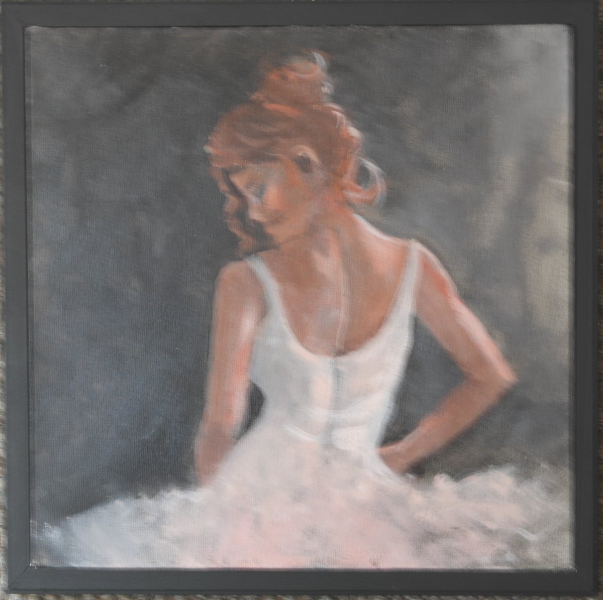Impressionistic Portrait Acrylic Painting By Rosalind Roberts, 12 X 12", Thoughtful Ballerina, Original Artwork