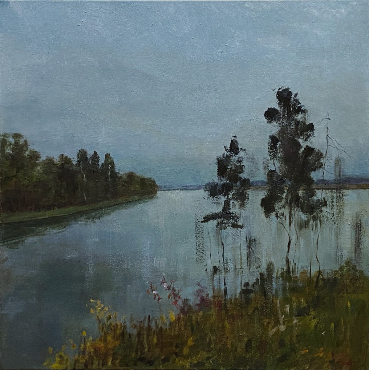 Impressionistic Landscape Oil Painting By Bohdan Dobrivskyi, 28 X 28, Anxiety, Original Artwork