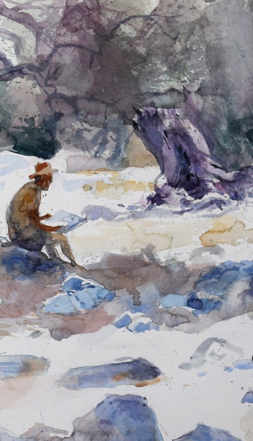 Painter In the olive grove by Goran Žigolić Watercolors
