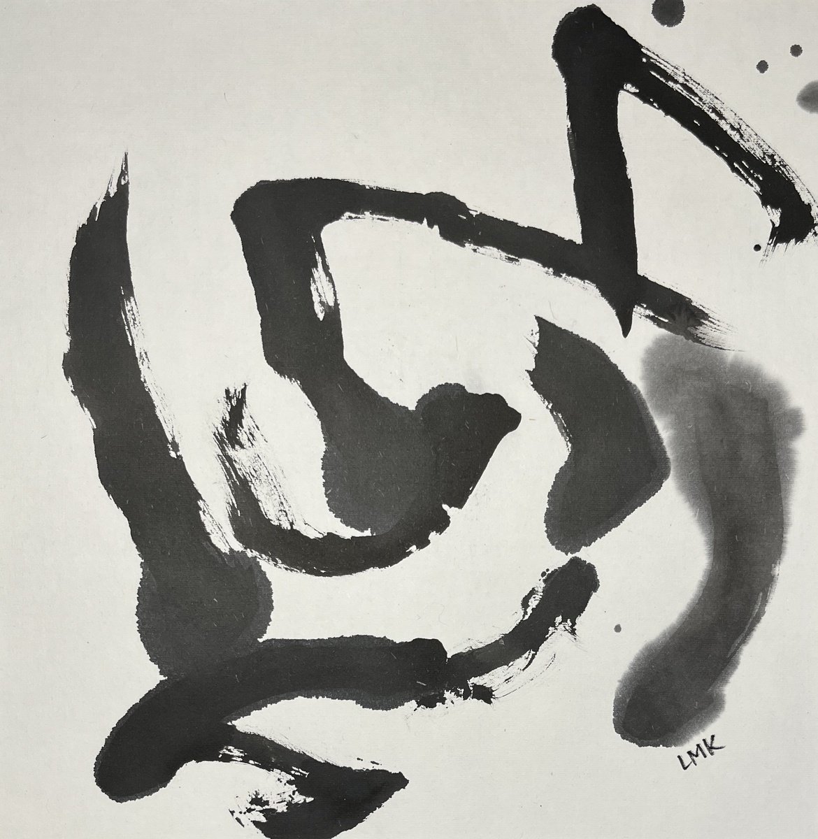 Abstract Ink Drawing By Lee Man Ki Joyce, 14 X 14", Developing Qi (My Style) - Exercise 1, Original Artwork