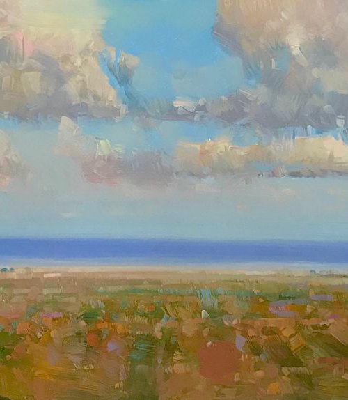 Golden Beach, oil painting, Handmade artwork, Large Size by Vahe Yeremyan