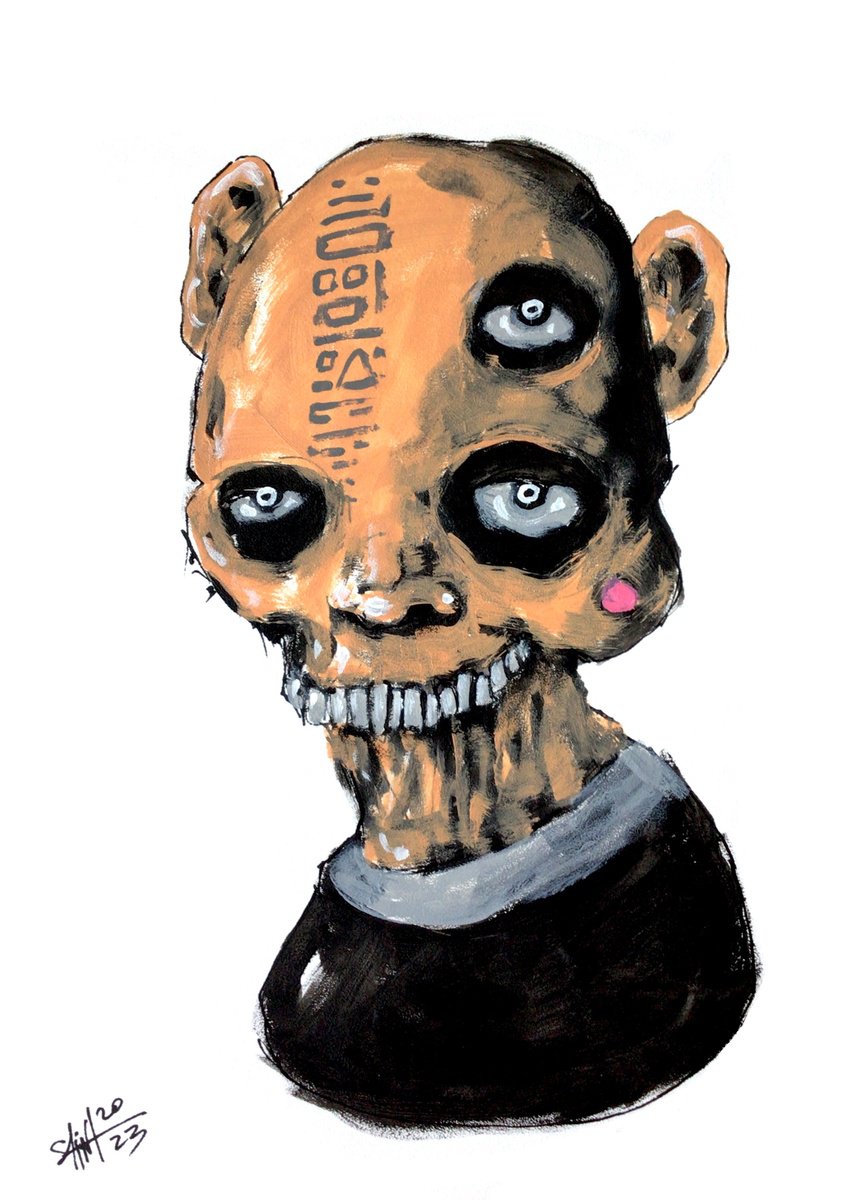 #231 Dark art Zombie portrait painting original art, Horror Creepy Art Brut Strange acryli... by Ruslan Aksenov