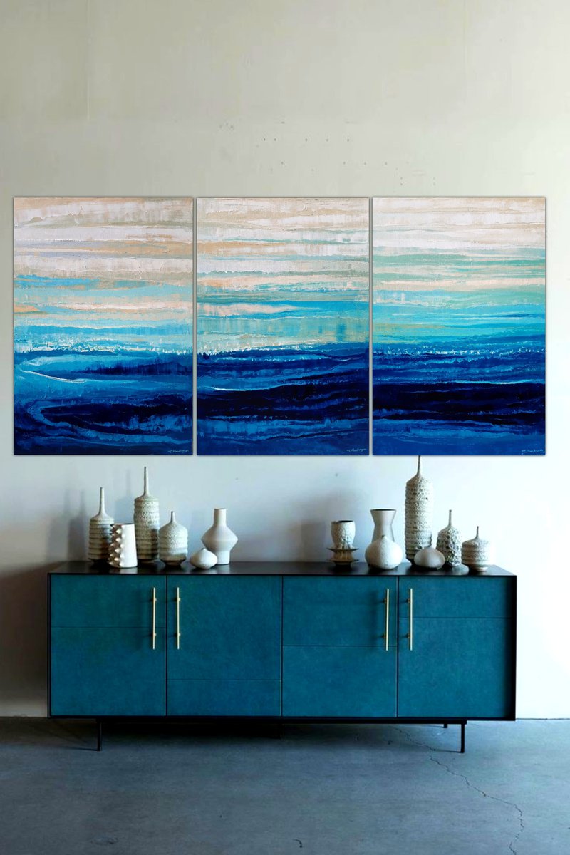 Abstract Oil Painting By Tigran Mamikonyan, 83 X 39", Horizon 100X210Cm, Original Artwork