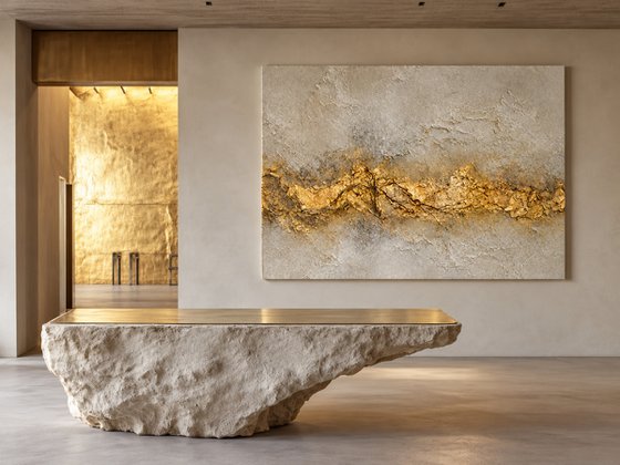 Abstract Textured Gold Light on Beige