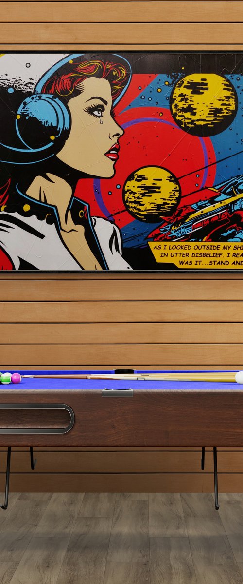 Stand and Deliver ...160cm x 100cm Space Cadet Textured Urban Pop Art Painting by Franko