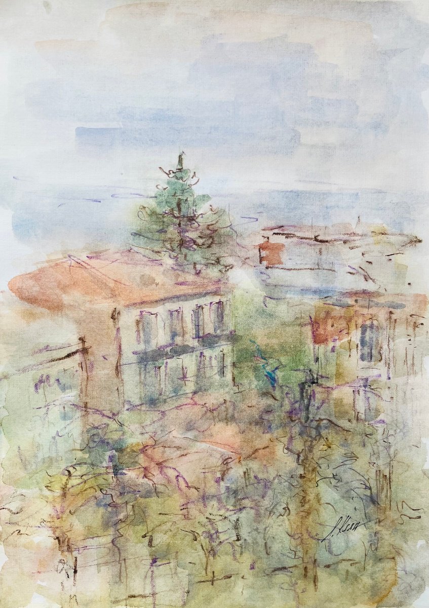 Impressionistic Cityscapes Watercolour By Elena Klyan, 12 X 16, City, Original Artwork