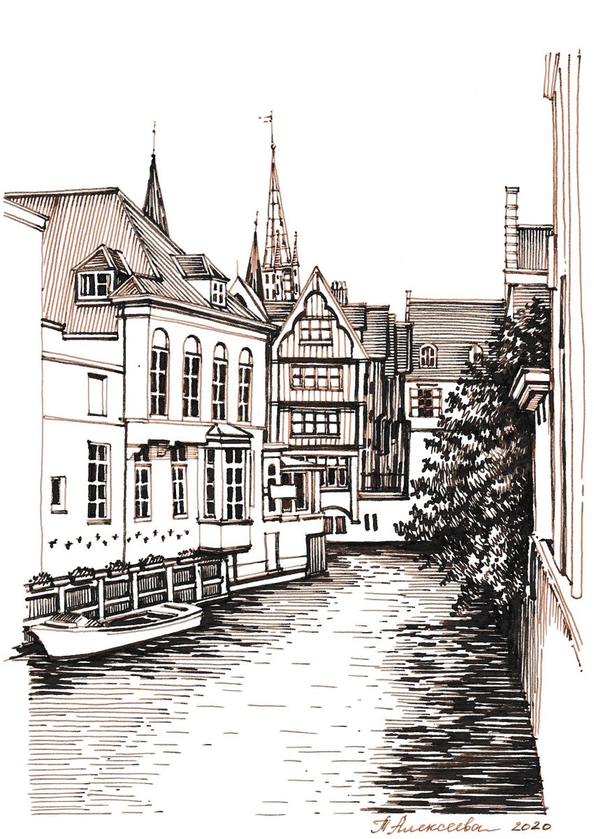 The Dijver Canal in Bruges by Tatiana Alekseeva