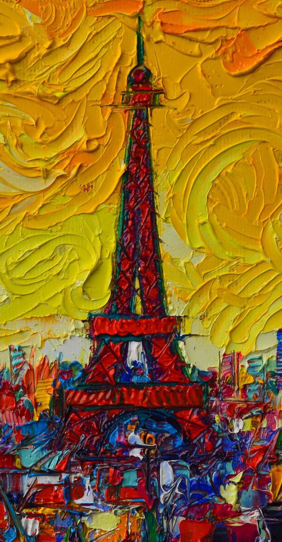 VIBRANT PARIS ABSTRACT CITYSCAPE impasto contemporary impressionist palette knife oil painting