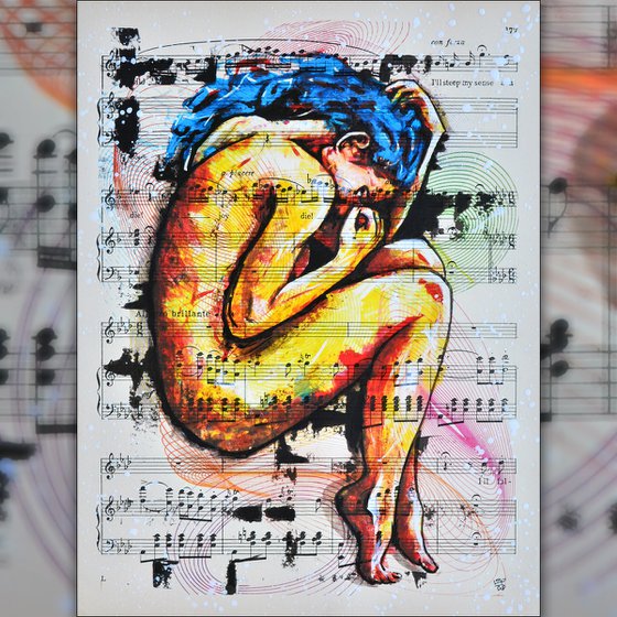 Time Lapse - Collage Art on Real Vintage Sheet Music Page