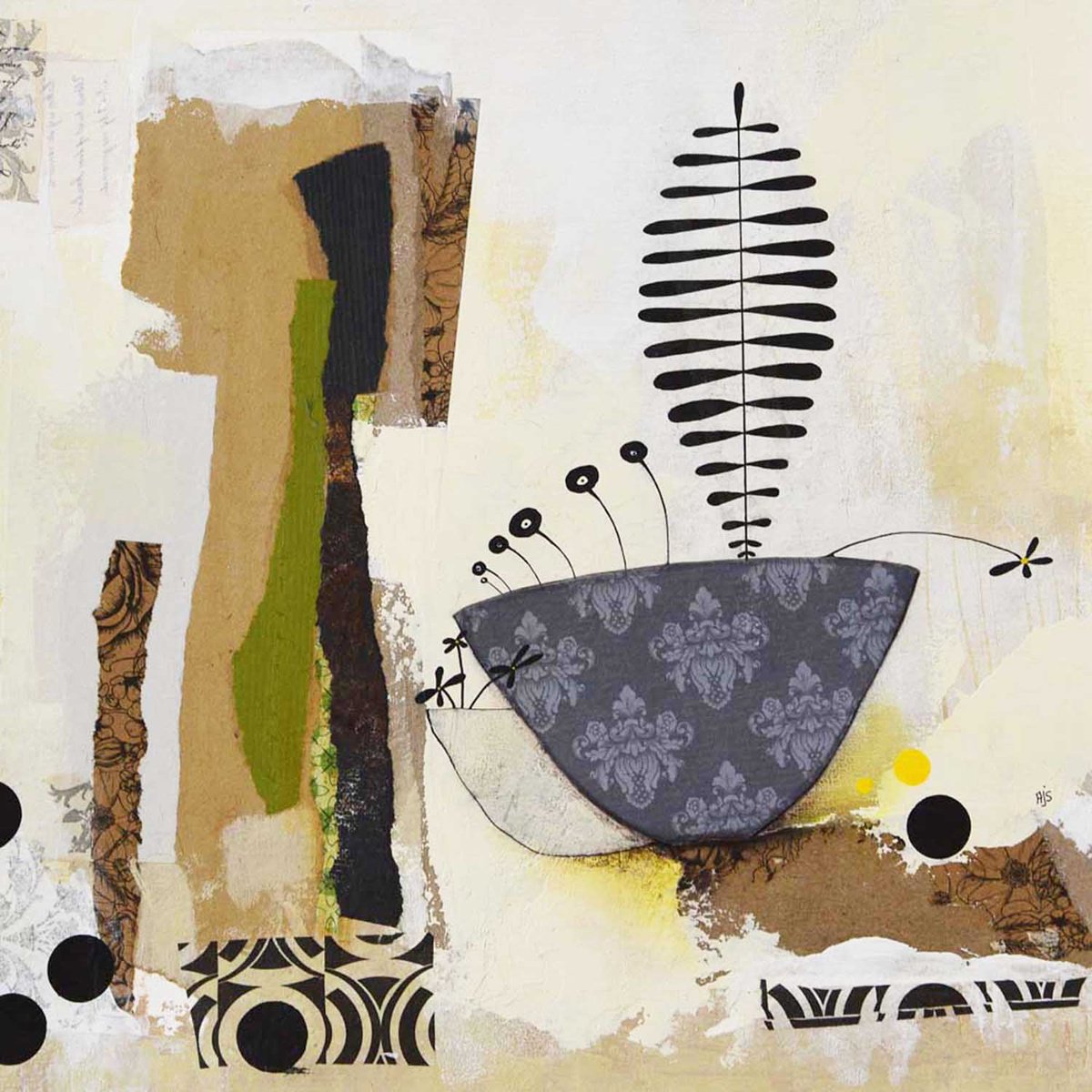 Surrealistic Still Life Collage By Armandine Js, 14 X 14, Verticalite, Original Artwork