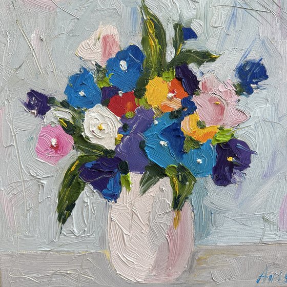 A Bouquet with Blue Flowers