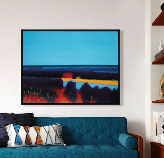 Unusual Landscape 41x31" 104x79 cm Framed Contemporary Art by Bo Kravchenko