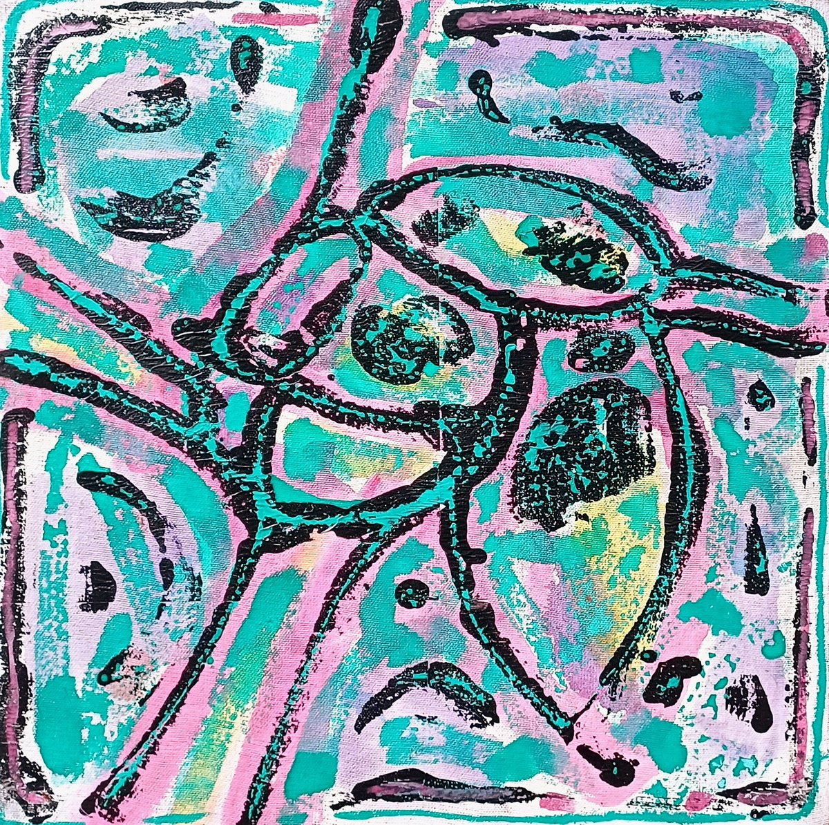 Abstract Acrylic Painting By Stanislav Bojankov, 16 X 16", Heart-Xviii, Original Artwork